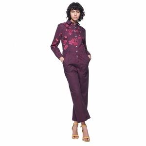 NWT The Kit Alex Jumpsuit in Eggplant Floral Stretch Organic Cotton Size L